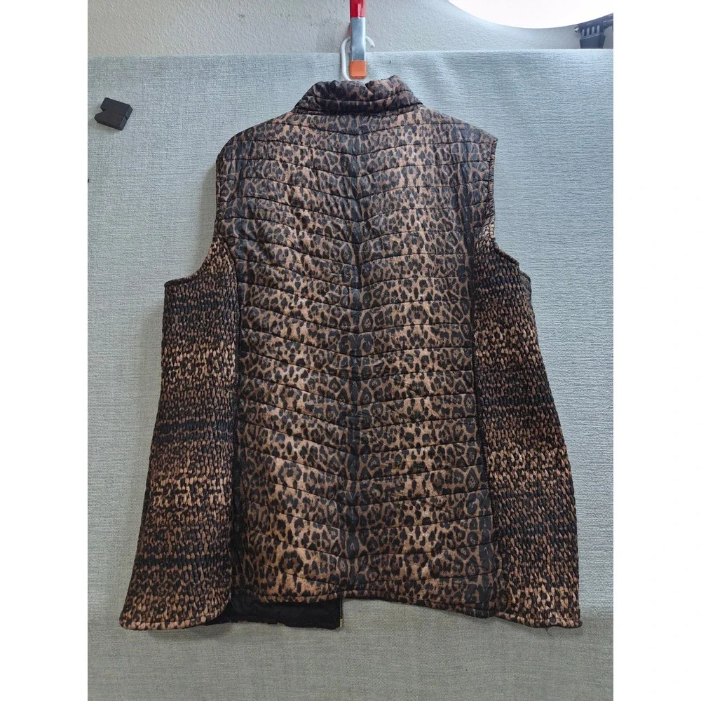 Andrew Marc Puffer Vest Womens 3X Brown Black Lined Mock Neck Winter No Zip